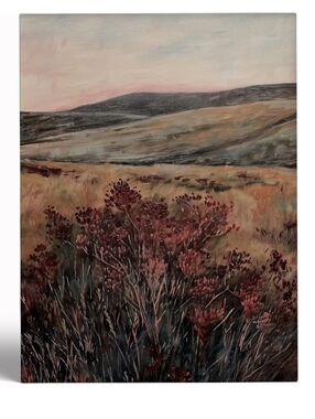 NWT 16"x24" Moody Wildflower Lanscape Canvas Wall Art Ready To Hang Beige